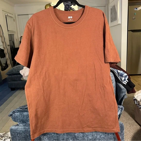 UNIQLO Heavyweight Short Sleeve Crew Neck T-Shirt in Tan/Brown - Picture 1 of 4
